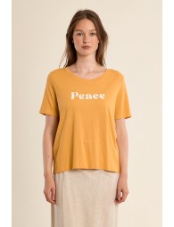 Camiseta de mujer de manga corta, estampado de texto.