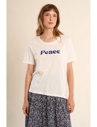 Camiseta de mujer de manga corta, estampado de texto.