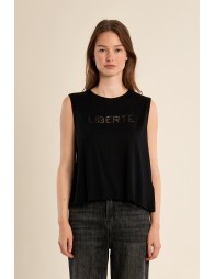 "Openwork T-shirt ""Liberté"""
