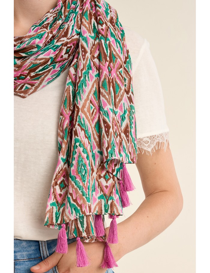 Large cotton scarf, printed