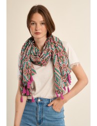 Large cotton scarf, printed