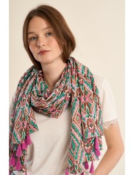Large foulard en coton, imprimé