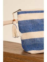 Neceser de mujer de tela, estampado rayas.