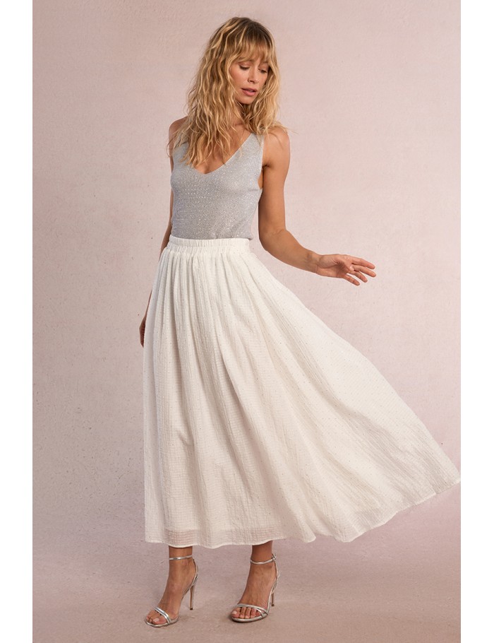 Jupe longue évasée, à strass