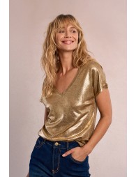 T-shirt droit, effet métallisé