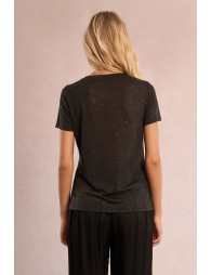 Camiseta de mujer de manga corta, tejido brillante.