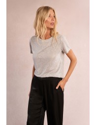 T-shirt pailleté en semi-transparence