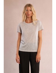 Camiseta de mujer de manga corta, tejido brillante.