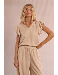 Top de mujer de manga corta, con volantes.