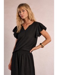 Ruffled short-sleeved top
