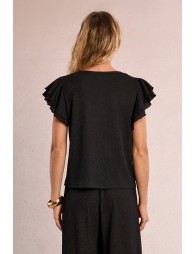 Ruffled short-sleeved top