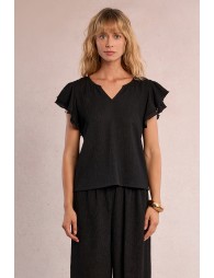 Ruffled short-sleeved top