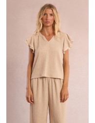 Ruffled short-sleeved top