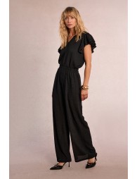 Straight, flowing trousers in semi-sheer