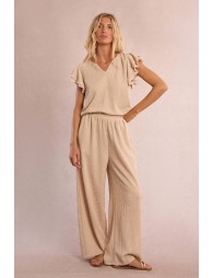 Straight, flowing trousers in semi-sheer