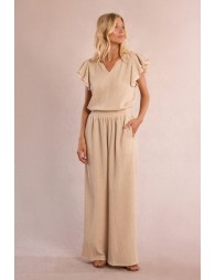 Pantalon droit et fluide en semi-transparence