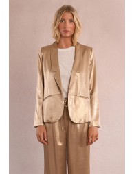 Blazer de mujer satinado, con cuello y solapa.