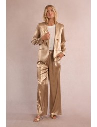 Blazer de mujer satinado, con cuello y solapa.