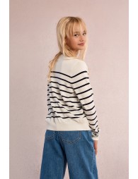 Cárdigan de niña de manga larga, estampado rayas.