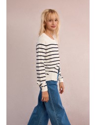 Cárdigan de niña de manga larga, estampado rayas.