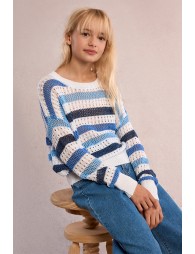 Jersey de niña de manga larga, estampado rayas.