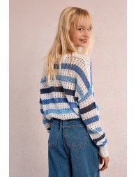 Pull rayé, maille ajourée