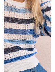 Pull rayé, maille ajourée