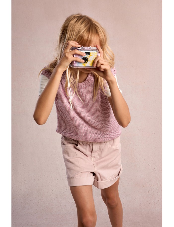 Jersey de niña de manga sisa, corte recto.