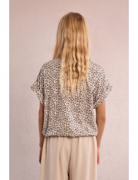 Top de niña de manga corta, estampado animal.