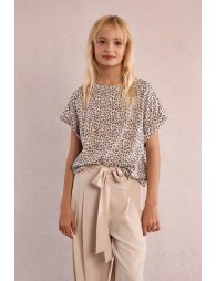 Top de niña de manga corta, estampado animal.