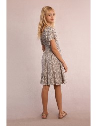 Smocked dress, leopard print