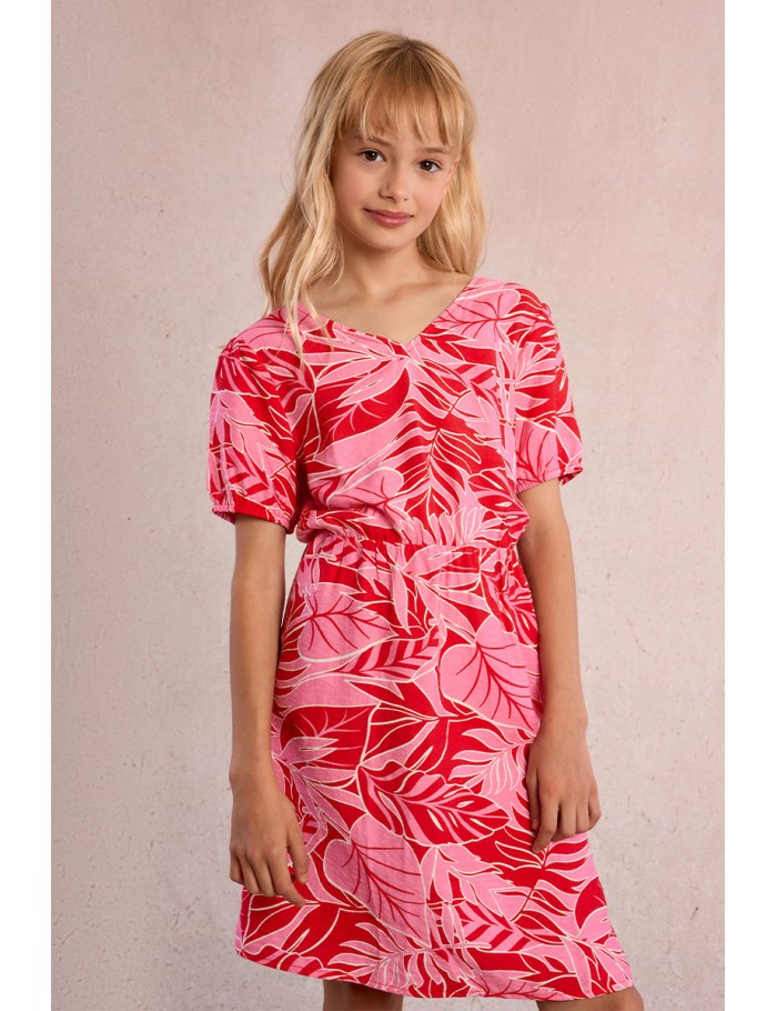 Robe imprimée, taille élastiquée