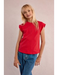 Camiseta de niña de manga corta, detalle botones.