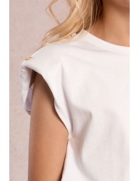 Camiseta de niña de manga corta, detalle botones.