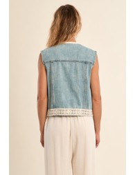 Veston en denim, brodé