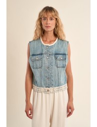 Veston en denim, brodé