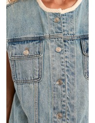 Veston en denim, brodé