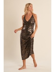 Vestido midi, de tirantes, con estampado.