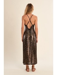 Long beach dress, leopard print