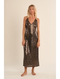 Long beach dress, leopard print