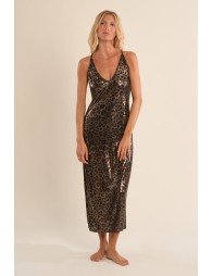 Vestido midi, de tirantes, con estampado.