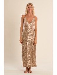 Long beach dress, leopard print