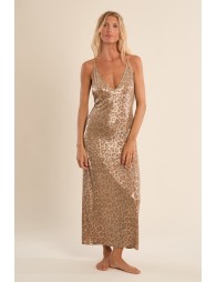 Long beach dress, leopard print