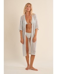 Wide openwork cardigan, iridescent