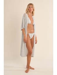 Wide openwork cardigan, iridescent