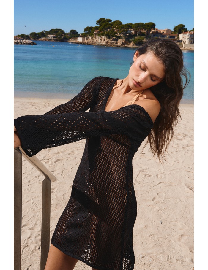 Robe courte de plage en crochet