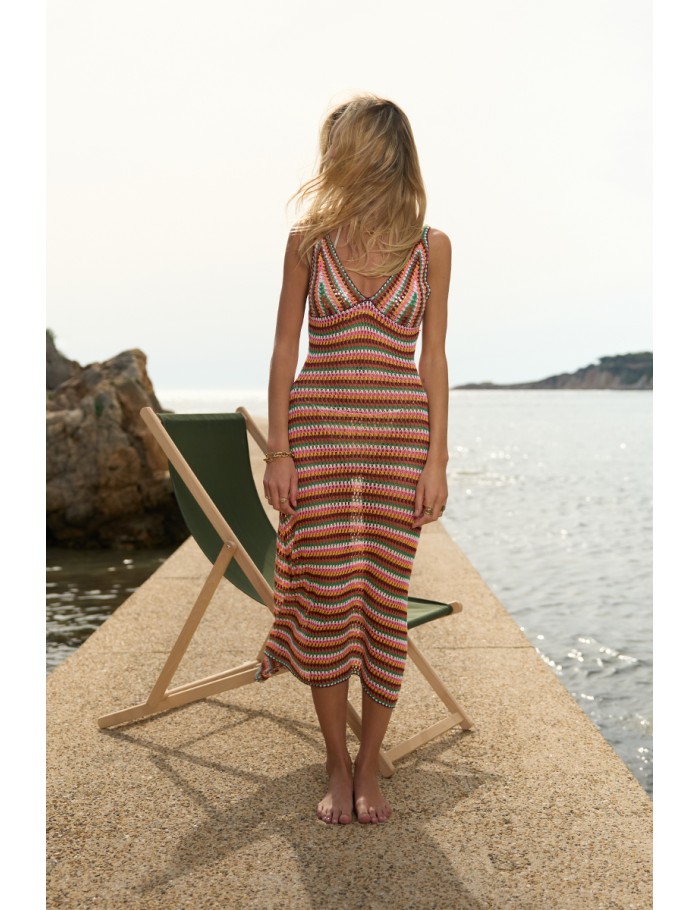 Robe de plage en maille crochet