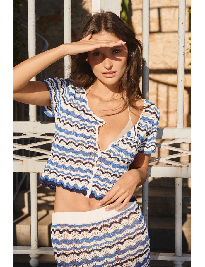 Crochet cardigan, sailor shirt