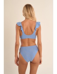 Ruffled swimsuit top, striped