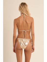 Top de bikini de triangulo, en tejido brillante.